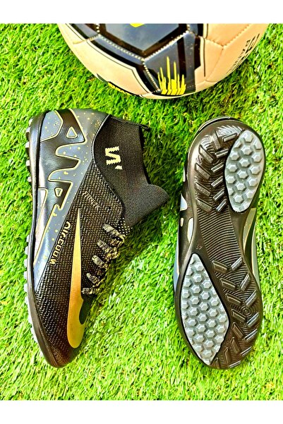 ClassyShot Bilekli Erkek Çocuk Dişsiz Çivisiz Siyah Renk HalıSaha Krampon Futbol Spor Ayakkabı-KÜÇÜK KALIP