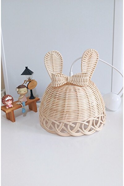 Ebruli Rattan avize ve ayna seti.