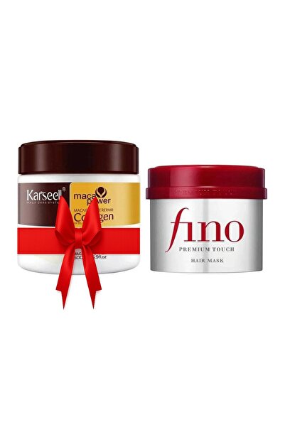 Fino Premium Touch قناع الشعر 230 جرام + قناع الشعر المرطب العميق بالكولاجين والماكا من كارسيل 500 جرام عرض الجمعة