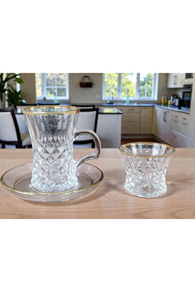 AR HOME طقم شاي وقهوة مكون من 48 قطعة - ذهبي