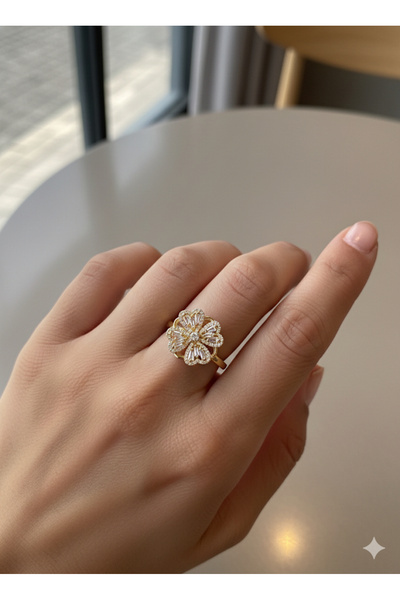 staınless steel Steel Rotating Heart Detail Ring (Gold)