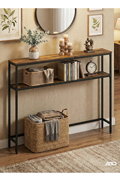 AGD Entrance table, two layers of wood, for side sofa; for office and living room, metal side table,