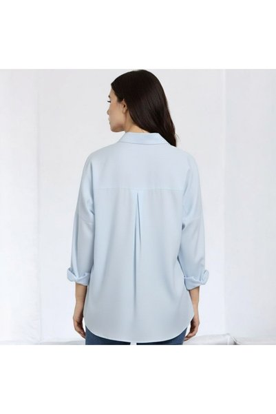 Butik Women's Boyfriend Baby Blue Shirt