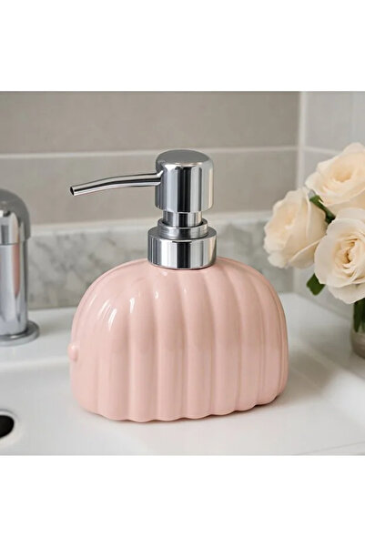 RED KİTCHEN Seramik Kabuk Formlu Sıvı Sabunluk – Krom Başlıklı Şık Banyo Disp...