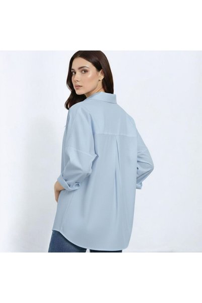 Butik Women's Boyfriend Baby Blue Shirt
