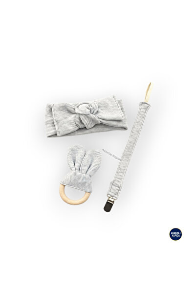 Mustran 5-Piece Baby Set Beanie Neck Collar Bandana Pacifier Strap Teething Teether 3-18 Months Organic Unisex Gift