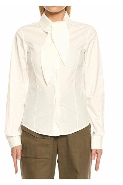 MERT ERKAN Off-white White Poplin Shirt with Shawl Collar