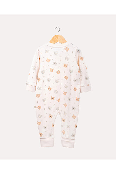 Hoogie %100 Organik Pamuk GOTS Sertifikalı Fermuarlı Teddy Bebek Tulum - Ekru...
