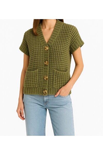 MARLİNG Triko Thick Knitted Buttoned Vest