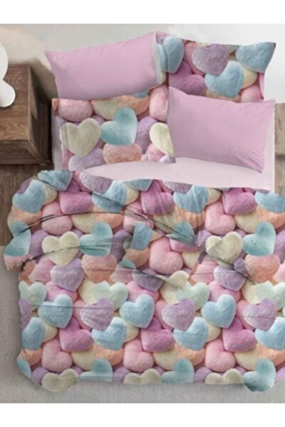 Mamcrazy طقم غطاء لحاف فردي بنمط قلب ثلاثي الأبعاد مصنوع من القطن بنسبة 100% - أناقة مع ملمس ناعم