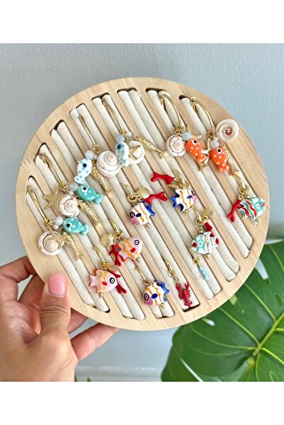 Xui Trend Marka Model Seramik Mercan Detaylı Renkli Balık Küpe