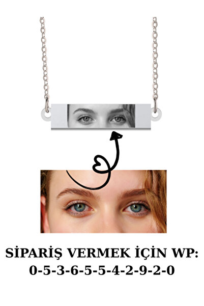Doğaltaş Kişiye Özel Lazer İşleme Göz Resimli Dikdörtgen Kolye