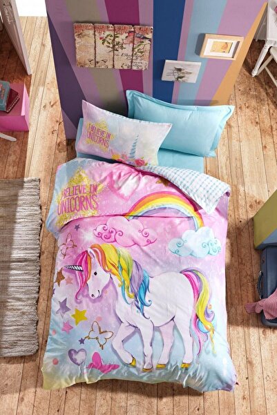 Cotonbox طقم غطاء لحاف مطاطي مفرد من جونيور رانفورس دريم مينت