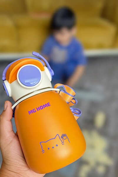 VENON Dj Design Orange 🟠   500 ml Stainless Steel 🎧 Termos Matara – 10×18 Children's Water Bottle Flask