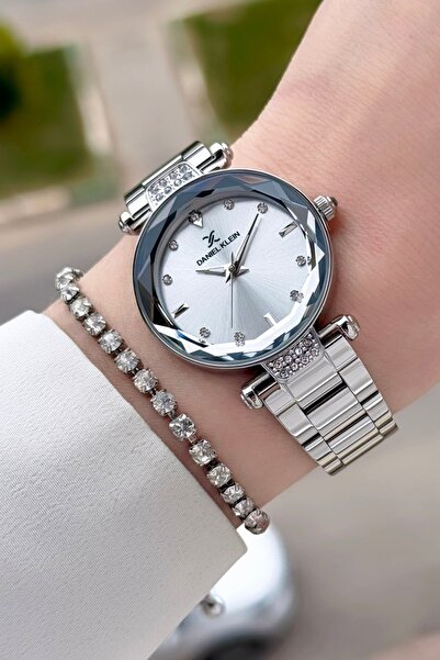 Daniel Klein Gümüş Renk Kesme Camlı Kadın Kol Saati Ve Bileklik