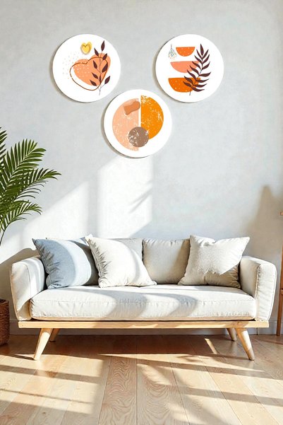 Nod Boho Art Wooden Painting Model, Stylish 3-Piece Decorative Ornament, Living Room Bedroom Hall Office Decor