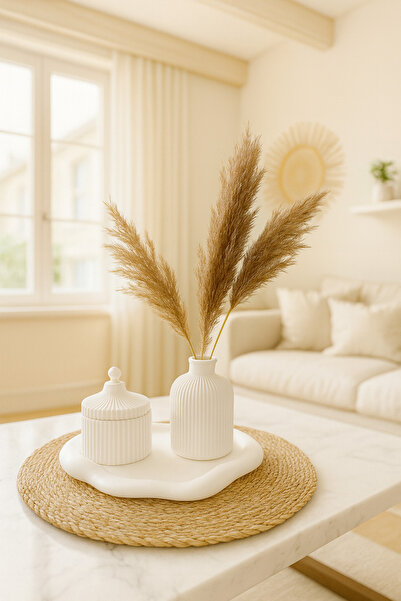 Zigzag Home Decorative 3 Piece Vase Candle Holder Set Cloud Plate Pampas Vase Box with Lid Set Set of Bohemian Style