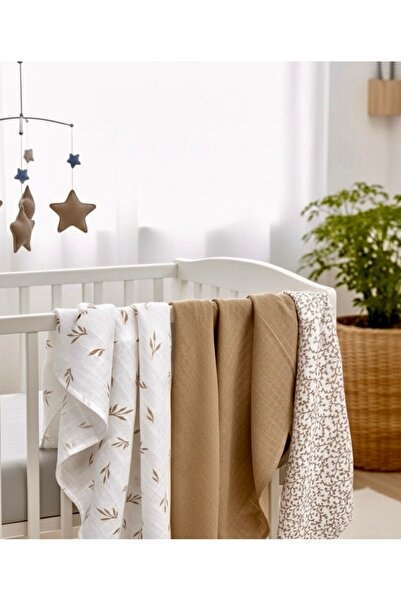 Sahra İpek طقم بطانية موسلين من القطن العضوي 100% وبطانية موسلين مكون من 3 قطع