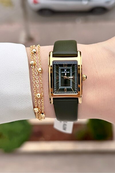 Daniel Klein Kasası Sarı Kordonu Yeşil Renk 24 Ay Garantili Kadın Kol Saati v...