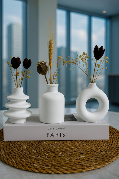 Zigzag Home Decorative Bohemian Style Mini Size 3 Piece Vase Set Minimall Flower Vase Figurine Vase Small Size