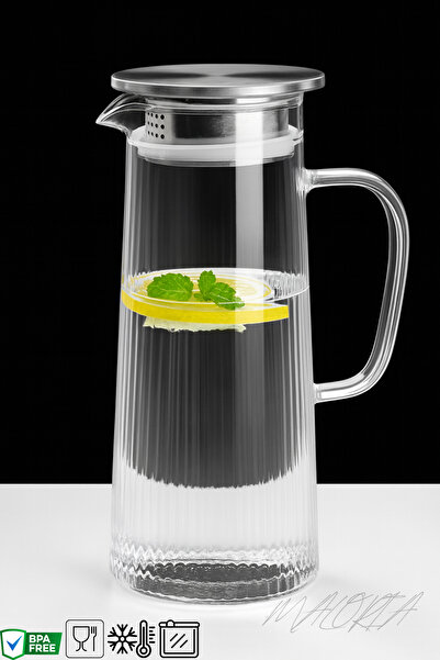 Maloria Metal Süzgeç Kapaklı Borosilikat Sürahi | 1.8lt