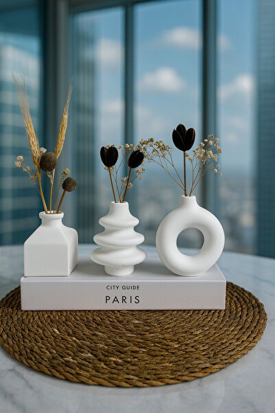 Zigzag Home Decorative Bohemian Style Mini Size 3 Piece Vase Set Minimall Flower Vase Figurine Vase Small Size