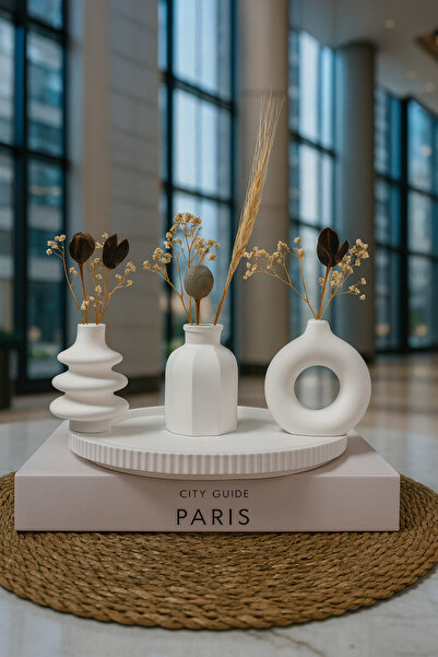 Zigzag Home Decorative Bohemian Style Mini Size 3 Piece Vase Set Minimall Flower Vase Figurine Vase Small Size