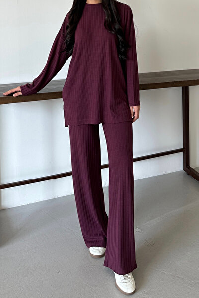 Balenbi Women's Knitwear Look Striped Crew Neck Hijab Tunic Set 1152