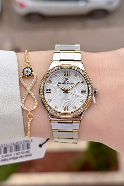 Daniel Klein Sarı Silver Renk 24 Ay Garantili 30 Mm Kadın Kol Saati ve Hediye...
