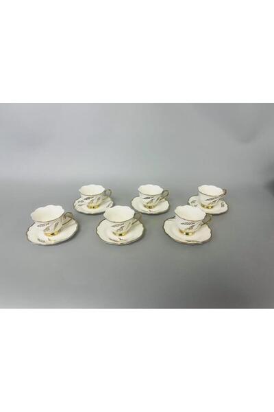 FMS Premium 6-Person Coffee Cup Set 1211 – Porcelain Gold Gilded