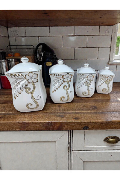 AR HOME برطمان توابل من البورسلين مكون من 4 قطع