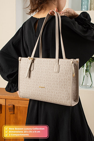 Just Polo Original Women's New Season Luxury Soft Leather Adjustable Zippered Large Size Stylish Hand and Shoulder Bag