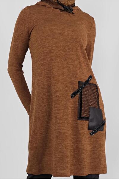 Alvina Hooded Mesh Detailed Tunic 41307