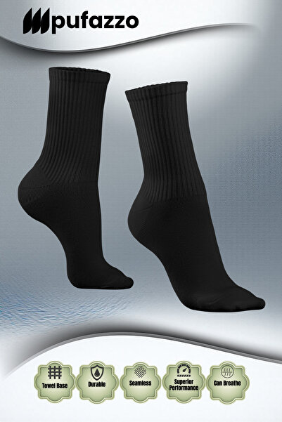 PUFAZZO Unisex Tennis Sports Socks Set of 5 - Natural Cotton, Seamless, Towel Sole, Tennis, College Socket Socks