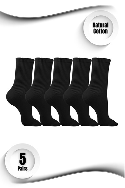 PUFAZZO Unisex Tennis Sports Socks Set of 5 - Natural Cotton, Seamless, Towel Sole, Tennis, College Socket Socks