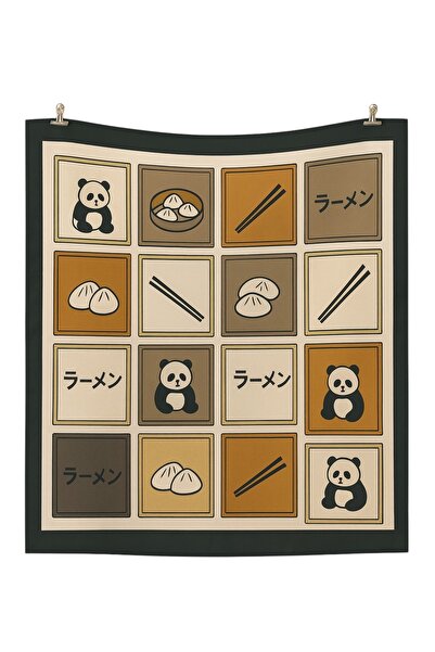 AGAPI Fular Panda Ramen Patterned Bandana Scarf