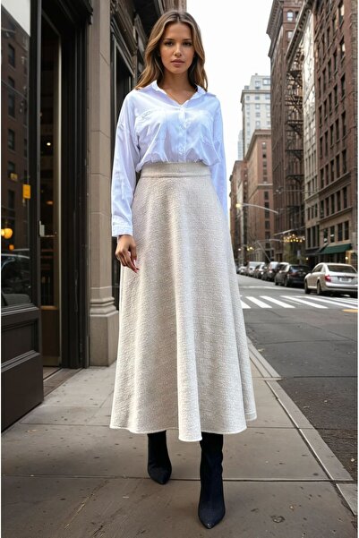 Pasaklı Giyim Γυναικεία χειμερινή φούστα από βιζόν, με τσέπες, ψηλόμεση, μακριά, κιλός 3528330