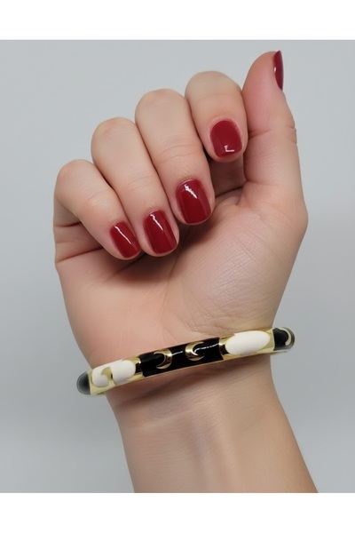 CION JEWELRY Siyah Mineli Kelepçe Bileklik