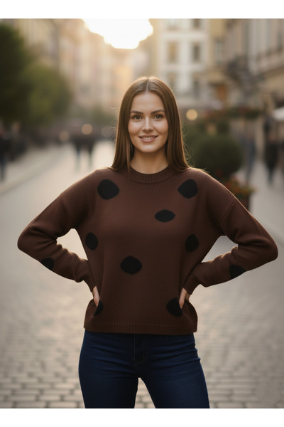 ikomteks Polka Dot Soft Women's Knit Sweater