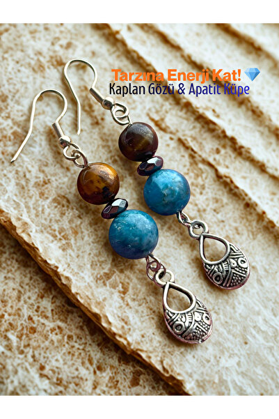 ayrestyle Mystic Elegance Natural Apatite Tiger Eye Hematite Stone Long Dangl...