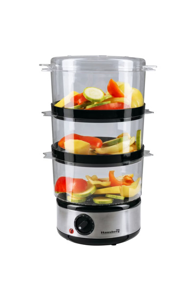 Hausberg Aparat de gatit cu aburi HB-1355, Putere 400 W, 7.2 L, 3 tavi demont...