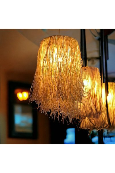 My Family Bohem Hasır Doğal Saçaklı Dekoratif Rafya Avize