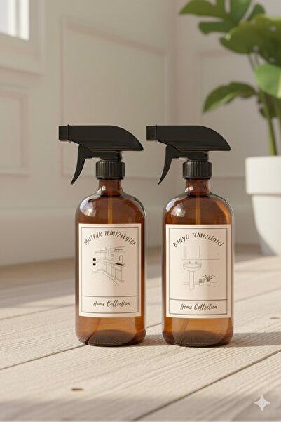 JUIWI 2li Set Amber Boş Kahverengi Cam Şişe Banyo Temizleyici Ve Mutfak Temiz...