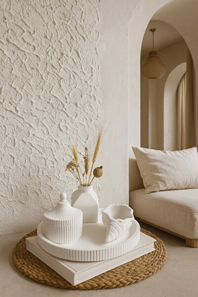 Zigzag Home Decorative 4-Piece Striped Tray Vase Candle Holder Box Set with Lid Bohemian Style Flower Vase