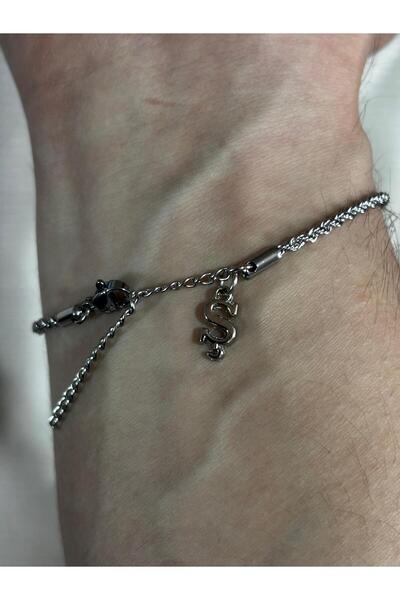 bijoux uniques سوار فولاذي للجنسين بحرف S
