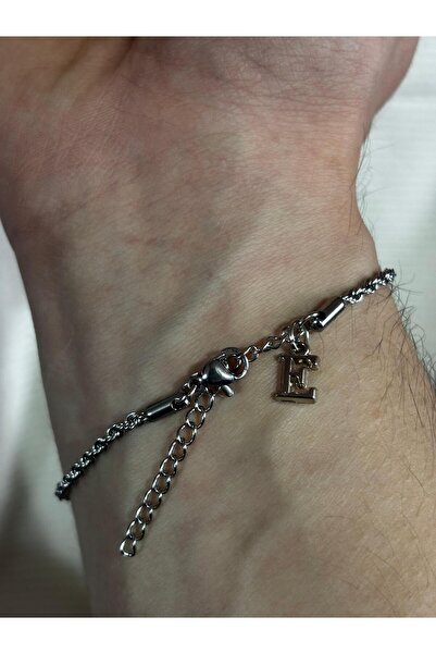 bijoux uniques سوار فولاذي للجنسين بحرف E