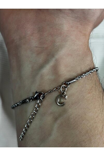 bijoux uniques سوار فولاذي للجنسين بحرف C