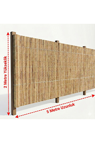 Bygolden 2x5 Metre Doğal Bambu Görünümlü Kamış Hasır Çit | Bahçe Balkon Gölgelik ve Gizlilik Örtüsü