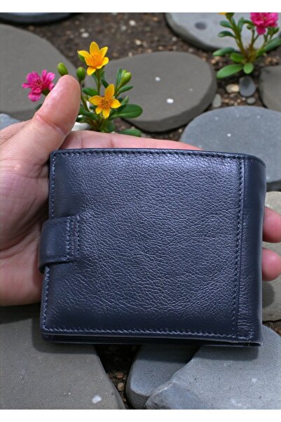 Vera Pelle Men's Leather Wallet RFID with Card Slots and Gift Box - Model Q3182 Blue