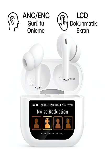 DEANB Dokunmatik LCD Ekranlı Bluetooth Kulaklık | GPS Airbuds 4K Ses, ANC ENC...